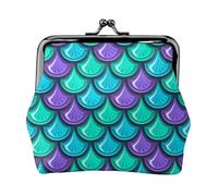 CHANGLEI Colorful Fish Mermaid Scales Women's Bifold Kiss Lock Coin Purse-Double-Sided Printed Leather Small Wallet for Cards,Cash,Coins-Secure Clasp Closure for Women Or Girls