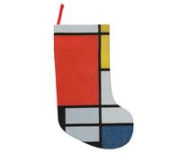 CHANGLEI Composition In Red Yellow Blue And Black Large Christmas Stocking,Personalized 18 Inch Polyester Festive Sock With Hanging Loop For Fireplace Mantle,Xmas Decor