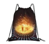 CHANGLEI Computer Processor With Magic Light Large Casual Drawstring Backpack With Print,Water-Resistant Polyester,Lightweight Durable,Black Contrast Back For Gym,Yoga,Travel