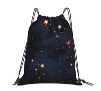 CHANGLEI Constellation Star Clusters Galaxies Large Casual Drawstring Backpack With Print,Water-Resistant Polyester,Lightweight Durable,Black Contrast Back For Gym,Yoga,Travel