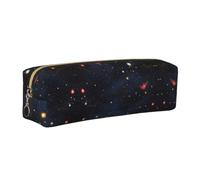 CHANGLEI Constellation Star Clusters Galaxies Minimalist All-Over Print Cross-Grain PVC Leather Zipper Pencil Case, Soft Lined Portable Pen Pouch Stationery Bag