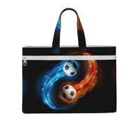 CHANGLEI Cool Soccer Ball Full Art Print Canvas Document Bag, Dual Zipper Pocket Tote Bag, Large Capacity Portable File Organizer 11x15inch