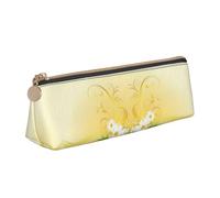 CHANGLEI Curving Chamomile Flowers Flying Butterflies Cute Leather Pencil Case for Girls Boys,Printed Personalised Lightweight Pencil Stationery Case
