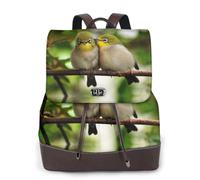 CHANGLEI Cute Birds In Love Women'S Genuine Leather Backpack,Full-Pattern Print,Fashion Casual Daypack For School Travel Work
