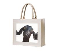 CHANGLEI Cute Black Goat Animal Eco-Friendly Heavy Duty Canvas Tote Bag,Large Reusable Shopping Bag With Double-Sided Print,Durable Comfortable Carry Handles
