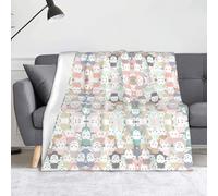 CHANGLEI Cute Colorful Sheep Cartoon Pattern 60"X50"Soft Flannel Fleece Blanket-Lightweight Warm Single-Sided Printed Throw Blanket For Sofa,Camping,Travel-Anti-Pilling,Machine Washable