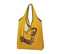 CHANGLEI Cute Crying Chainsaw Reusable Foldable Shopping Bag With All-Over Print-Waterproof Grocery Tote,Compact Carry Pouch,Holds 50lbs,Eco-Friendly Machine Washable