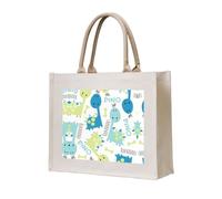 CHANGLEI Cute Dinosaur Eco-Friendly Heavy Duty Canvas Tote Bag,Large Reusable Shopping Bag With Double-Sided Print,Durable Comfortable Carry Handles