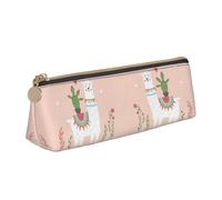 CHANGLEI Cute Hand Drawn Llama Cute Leather Pencil Case for Girls Boys,Printed Personalised Lightweight Pencil Stationery Case