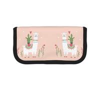CHANGLEI Cute Hand Drawn Llama Large Canvas Pencil Case for Girls Boys,Printed Personalised Lightweight Pencil Stationery Case