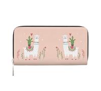 CHANGLEI Cute Hand Drawn Llama Long Zip Around Pu Leather Clutch Wallet for Women,Multi-Functional Purse with Coin Pocket, Multiple Card Slots and Organizer Compartments