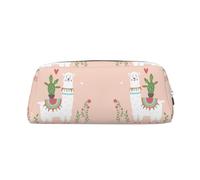 CHANGLEI Cute Hand Drawn Llama Personalised Leather Pencil Case for Girls Boys,Printed Lightweight Pencil Stationery Case