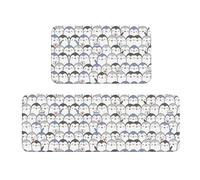 CHANGLEI Cute Penguin Crystal Velvet Kitchen Mat Set Of 2, Soft Absorbent Non-Slip Floor Mats, Water-Resistant Rugs (All-Over Print)