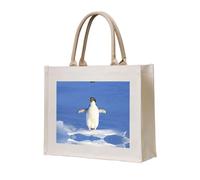 CHANGLEI Cute Penguin Eco-Friendly Heavy Duty Canvas Tote Bag,Large Reusable Shopping Bag With Double-Sided Print,Durable Comfortable Carry Handles