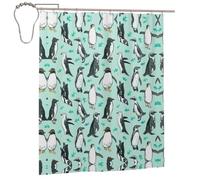 CHANGLEI Cute Penguins Waterproof Shower Curtain 60x72 Inches,Weighted Metal Grommets,Opaque Bath Curtain For Bathroom Privacy-Includes 12 Hooks