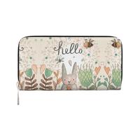 CHANGLEI Cute Rabbit Butterfly and Flowers Long Zip Around Pu Leather Clutch Wallet for Women,Multi-Functional Purse with Coin Pocket, Multiple Card Slots and Organizer Compartments