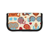 CHANGLEI Cute Snail Large Capacity Canvas Pencil Case 19x9x5 Cm,Double Zipper Inner Mesh Pocket Pen Bag,Multi-Purpose Storage Bag