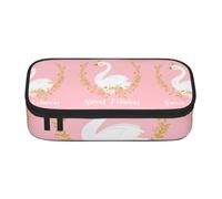 CHANGLEI Cute Swan Large Capacity Pencil Case, Oxford-Cloth Sturdy Stationery Pouch with Removable Divider Mesh Pocket,Multi-Compartment Waterproof Pen Bag