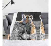 CHANGLEI Cute Tiger 60"X50"Soft Flannel Fleece Blanket-Lightweight Warm Single-Sided Printed Throw Blanket For Sofa,Camping,Travel-Anti-Pilling,Machine Washable