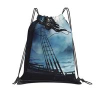 CHANGLEI Deck Flag Large Casual Drawstring Backpack With Print,Water-Resistant Polyester,Lightweight Durable,Black Contrast Back For Gym,Yoga,Travel
