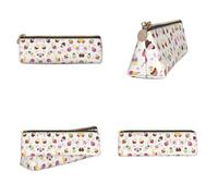CHANGLEI Delicious Cupcakes Printed Triangular Pencil Case,Cross Texture Pu Leather Cosmetic Pouch, Large Capacity Pen Bag with Zipper