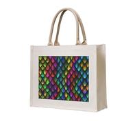 CHANGLEI Dragon Scale Eco-Friendly Heavy Duty Canvas Tote Bag,Large Reusable Shopping Bag With Double-Sided Print,Durable Comfortable Carry Handles