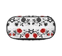 CHANGLEI Floral Rose with Leaves Spring Double-Zip Pencil Case with 4 Pen Slots Mesh Pocket,Print Lightweight Durable Polyester Pencil Pouch for School,Office,Or Makeup Organizer