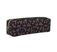CHANGLEI Flower Birds Minimalist All-Over Print Cross-Grain PVC Leather Zipper Pencil Case, Soft Lined Portable Pen Pouch Stationery Bag