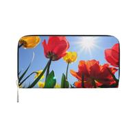 CHANGLEI Flowers in Sunshine Long Zip Around Pu Leather Clutch Wallet for Women,Multi-Functional Purse with Coin Pocket, Multiple Card Slots and Organizer Compartments