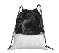 CHANGLEI French Bulldog Large Casual Drawstring Backpack With Print,Water-Resistant Polyester,Lightweight Durable,Black Contrast Back For Gym,Yoga,Travel