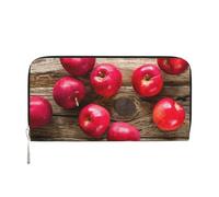 CHANGLEI Fruits On Wood Long Zip Around Pu Leather Clutch Wallet for Women,Multi-Functional Purse with Coin Pocket, Multiple Card Slots and Organizer Compartments
