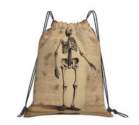 CHANGLEI Fun Human Skeleton Large Casual Drawstring Backpack With Print,Water-Resistant Polyester,Lightweight Durable,Black Contrast Back For Gym,Yoga,Travel