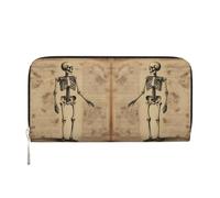 CHANGLEI Fun Human Skeleton Long Zip Around Pu Leather Clutch Wallet for Women,Multi-Functional Purse with Coin Pocket, Multiple Card Slots and Organizer Compartments