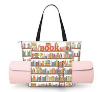 CHANGLEI Funny Book Shelves Collection And Ladder Women'S Yoga Mat Bag With All-Over Print,Lightweight Polyester Shoulder Gym Bag,Front Open Pocket For Yoga Mat, Towel