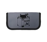 CHANGLEI Funny Cat Reading Sturdy Canvas Pencil Case with Full-Print Design,Double Zip Closure, Black Border Contrasting Design Multi-Use Organizer