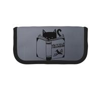 CHANGLEI Funny Cat Reading Sturdy Canvas Pencil Case with Full-Print Design,Double Zip Closure, Black Border Contrasting Design Multi-Use Organizer