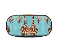 CHANGLEI Funny Giraffe Art Double-Zip Pencil Case with 4 Pen Slots Mesh Pocket,Print Lightweight Durable Polyester Pencil Pouch for School,Office,Or Makeup Organizer