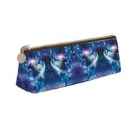CHANGLEI Galaxy Dolphins Cute Leather Pencil Case for Girls Boys,Printed Personalised Lightweight Pencil Stationery Case