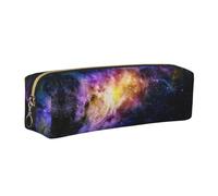 CHANGLEI Galaxy in The Universe Minimalist All-Over Print Cross-Grain PVC Leather Zipper Pencil Case, Soft Lined Portable Pen Pouch Stationery Bag