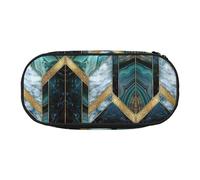 CHANGLEI Geometric Marble Double-Zip Pencil Case with 4 Pen Slots Mesh Pocket,Print Lightweight Durable Polyester Pencil Pouch for School,Office,Or Makeup Organizer