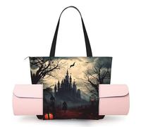 CHANGLEI Gloomy Castle And Witch Women'S Yoga Mat Bag With All-Over Print,Lightweight Polyester Shoulder Gym Bag,Front Open Pocket For Yoga Mat, Towel