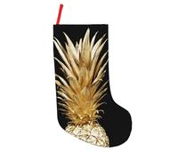 CHANGLEI Gold Pineapple Large Christmas Stocking,Personalized 18 Inch Polyester Festive Sock With Hanging Loop For Fireplace Mantle,Xmas Decor