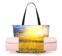 CHANGLEI Golden Sunflower Women'S Yoga Mat Bag With All-Over Print,Lightweight Polyester Shoulder Gym Bag,Front Open Pocket For Yoga Mat, Towel