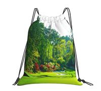 CHANGLEI Golf Court Large Casual Drawstring Backpack With Print,Water-Resistant Polyester,Lightweight Durable,Black Contrast Back For Gym,Yoga,Travel