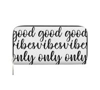 CHANGLEI Good Vibes Only Long Zip Around Pu Leather Clutch Wallet for Women,Multi-Functional Purse with Coin Pocket, Multiple Card Slots and Organizer Compartments