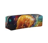 CHANGLEI Gorgeous Galaxy Minimalist All-Over Print Cross-Grain PVC Leather Zipper Pencil Case, Soft Lined Portable Pen Pouch Stationery Bag