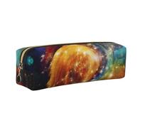 CHANGLEI Gorgeous Galaxy Minimalist All-Over Print Cross-Grain PVC Leather Zipper Pencil Case, Soft Lined Portable Pen Pouch Stationery Bag