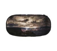 CHANGLEI Grand Canyon Dark Cloud Double-Zip Pencil Case with 4 Pen Slots Mesh Pocket,Print Lightweight Durable Polyester Pencil Pouch for School,Office,Or Makeup Organizer