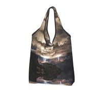 CHANGLEI Grand Canyon Dark Cloud Reusable Foldable Shopping Bag With All-Over Print-Waterproof Grocery Tote,Compact Carry Pouch,Holds 50lbs,Eco-Friendly Machine Washable