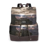 CHANGLEI Grand Canyon Dark Cloud Women'S Genuine Leather Backpack,Full-Pattern Print,Fashion Casual Daypack For School Travel Work